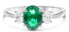 1.48CT DIAMOND & AAA EMERALD PLATINUM 3D OVAL 3 STONE CLASSIC ENGAGEMENT RING