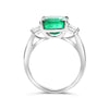 LARGE 4.49CT DIAMOND & AAA EMERALD PLATINUM SQUARE & RADIANT CUT ENGAGEMENT RING