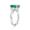 LARGE 4.49CT DIAMOND & AAA EMERALD PLATINUM SQUARE & RADIANT CUT ENGAGEMENT RING