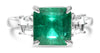 LARGE 4.49CT DIAMOND & AAA EMERALD PLATINUM SQUARE & RADIANT CUT ENGAGEMENT RING