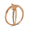 ESTATE .20CT DIAMOND 14KT ROSE GOLD 3D DOUBLE BUTTERFLY CRISS CROSS LOVE RING