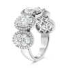 LARGE 3.93CT PLATINUM OVAL & ROUND CLASSIC HALO SEMI ETERNITY ANNIVERSARY RING