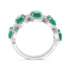 LARGE 3.65CT DIAMOND & AAA EMERALD PLATINUM OVAL & ROUND HALO ANNIVERSARY RING