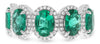 LARGE 3.65CT DIAMOND & AAA EMERALD PLATINUM OVAL & ROUND HALO ANNIVERSARY RING