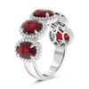 LARGE 4.92CT DIAMOND & AAA RUBY PLATINUM 3D OVAL & ROUND HALO ANNIVERSARY RING