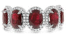 LARGE 4.92CT DIAMOND & AAA RUBY PLATINUM 3D OVAL & ROUND HALO ANNIVERSARY RING