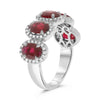 LARGE 2.91CT DIAMOND & AAA RUBY PLATINUM 3D OVAL & ROUND HALO ANNIVERSARY RING