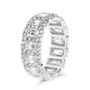 WIDE 3.19CT DIAMOND PLATINUM ROUND & EMERALD CUT HALO ETERNITY ANNIVERSARY RING
