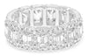 WIDE 3.19CT DIAMOND PLATINUM ROUND & EMERALD CUT HALO ETERNITY ANNIVERSARY RING