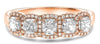 WIDE 1.12CT DIAMOND 14KT ROSE GOLD CUSHION & ROUND HALO 5 STONE ANNIVERSARY RING