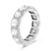 LARGE 4.98CT DIAMOND PLATINUM 3D CUSHION & ROUND HALO ETERNITY ANNIVERSARY RING