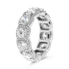 LARGE 6.31CT DIAMOND PLATINUM 3D CUSHION & ROUND HALO ETERNITY ANNIVERSARY RING