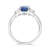 WIDE 2.80CT DIAMOND & AAA SAPPHIRE PLATINUM 3D CUSHION 3 STONE ENGAGEMENT RING