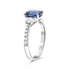 WIDE 2.80CT DIAMOND & AAA SAPPHIRE PLATINUM 3D CUSHION 3 STONE ENGAGEMENT RING