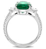 3.86CT DIAMOND & AAA EMERALD PLATINUM OVAL & TRAPEZOID 3 STONE ENGAGEMENT RING