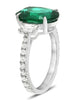 3.86CT DIAMOND & AAA EMERALD PLATINUM OVAL & TRAPEZOID 3 STONE ENGAGEMENT RING