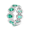 LARGE 5.46CT DIAMOND AAA EMERALD PLATINUM OVAL & ROUND ETERNITY ANNIVERSARY RING