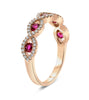 .64CT DIAMOND & AAA RUBY 14K ROSE GOLD 3D ROUND ETOILE INFINITY ANNIVERSARY RING