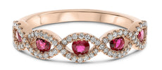 .64CT DIAMOND & AAA RUBY 14K ROSE GOLD 3D ROUND ETOILE INFINITY ANNIVERSARY RING