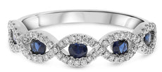 .64CT DIAMOND AAA SAPPHIRE 14K WHITE GOLD ROUND ETOILE INFINITY ANNIVERSARY RING