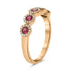 .47CT DIAMOND & AAA RUBY 14KT ROSE GOLD 3D ROUND HALO 5 STONE ANNIVERSARY RING