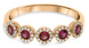 .47CT DIAMOND & AAA RUBY 14KT ROSE GOLD 3D ROUND HALO 5 STONE ANNIVERSARY RING