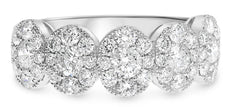 1.08CT DIAMOND 14K WHITE GOLD CLUSTER OVAL FLOWER SEMI ETERNITY ANNIVERSARY RING