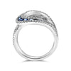 ESTATE LARGE 2.54CT DIAMOND & AAA SAPPHIRE 14KT WHITE GOLD 3D LOVE KNOT FUN RING