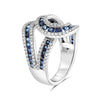 ESTATE LARGE 2.54CT DIAMOND & AAA SAPPHIRE 14KT WHITE GOLD 3D LOVE KNOT FUN RING