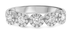 .53CT DIAMOND 14KT WHITE GOLD CLASSIC ROUND HALO SEMI ETERNITY ANNIVERSARY RING