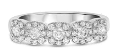.60CT DIAMOND 14KT WHITE GOLD ROUND SQUARE HALO SEMI ETERNITY ANNIVERSARY RING