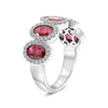 LARGE 2.80CT DIAMOND & AAA RUBY PLATINUM OVAL & ROUND 5 STONE ANNIVERSARY RING