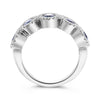 LARGE 3.20CT DIAMOND AAA SAPPHIRE PLATINUM OVAL & ROUND 5 STONE ANNIVERSARY RING