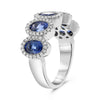 LARGE 3.20CT DIAMOND AAA SAPPHIRE PLATINUM OVAL & ROUND 5 STONE ANNIVERSARY RING