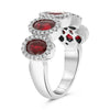 LARGE 3.20CT DIAMOND & AAA RUBY PLATINUM OVAL & ROUND 5 STONE ANNIVERSARY RING