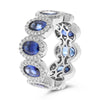 LARGE 6.10CT DIAMOND AAA SAPPHIRE PLATINUM OVAL & ROUND 5 STONE ANNIVERSARY RING