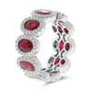 LARGE 6.10CT DIAMOND & AAA RUBY PLATINUM OVAL & ROUND 5 STONE ANNIVERSARY RING
