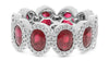 LARGE 6.10CT DIAMOND & AAA RUBY PLATINUM OVAL & ROUND 5 STONE ANNIVERSARY RING