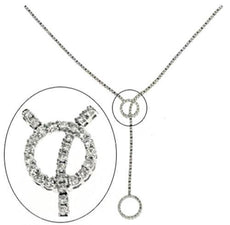 2.20CT DIAMOND 14KT WHITE GOLD 3D CLASSIC DOUBLE CIRCULAR LARIAT LOVE NECKLACE