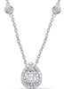 ESTATE .90CT DIAMOND 14K WHITE GOLD CLASSIC PEAR SHAPE HALO BY THE YARD NECKLACE