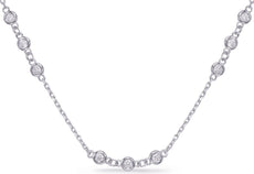 1.80CT DIAMOND 14KT WHITE GOLD 3 STONE PAST PRESENT FUTURE BY THE YARD NECKLACE