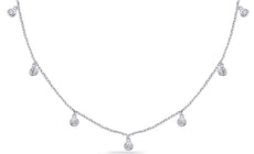 .32CT DIAMOND 14KT WHITE GOLD 3D CLASSIC BEZEL CHANDELIER BY THE YARD NECKLACE