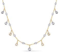 1.15CT DIAMOND 14KT WHITE GOLD 3D CLASSIC BEZEL CHANDELIER BY THE YARD NECKLACE