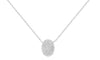 ESTATE .19CT DIAMOND 14KT WHITE GOLD 3D CLASSIC CLUSTER PAVE OVAL LOVE NECKLACE