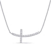 ESTATE .42CT DIAMOND 14KT WHITE GOLD 3D CLASSIC SIDEWAYS CROSS NECKLACE