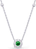 .57CT DIAMOND & AAA EMERALD 14K WHITE GOLD ROUND HALO BY THE YARD LOVE NECKLACE