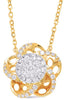 ESTATE .75CT DIAMOND 14K WHITE & YELLOW GOLD 3D CLUSTER FLOWER FUN LOVE NECKLACE