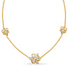 LARGE 1.56CT DIAMOND 14KT YELLOW GOLD 3D BEZEL FLOWER BY THE YARD LOVE NECKLACE
