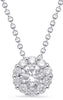 .46CT DIAMOND 14KT WHITE GOLD CLASSIC ROUND SOLITAIRE HALO FLOWER LOVE NECKLACE