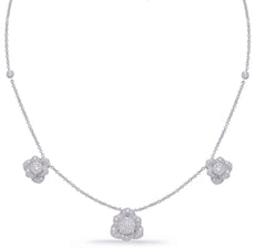 .70CT DIAMOND 14KT WHITE GOLD MULTI FLOWER CHANDELIER BY THE YARD LOVE NECKLACE